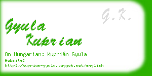 gyula kuprian business card